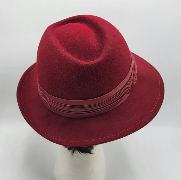 Vintage Betmar Wool Fedora / Cranberry - Picture 5 of 9